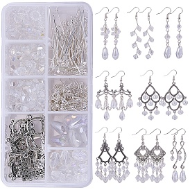 SUNNYCLUE DIY Earring Making, with Electroplate Glass Beads, Alloy Chandelier Components, Brass Earring Hooks