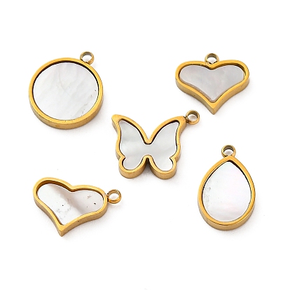 Ионное покрытие (ip) 304 подвески из натуральной нержавеющей стали в форме капли/плоского круга/сердца/бабочки, реальный 18 k позолоченный