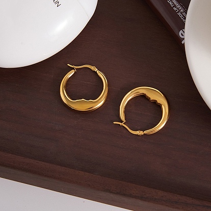 Луна 304 серьги-кольца из нержавеющей стали для женщин