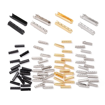 160pcs 4 connecteurs de boucle de lacet en laiton de style colonne, cravate en forme de capsule lacet de chaussure attache clips extrémités