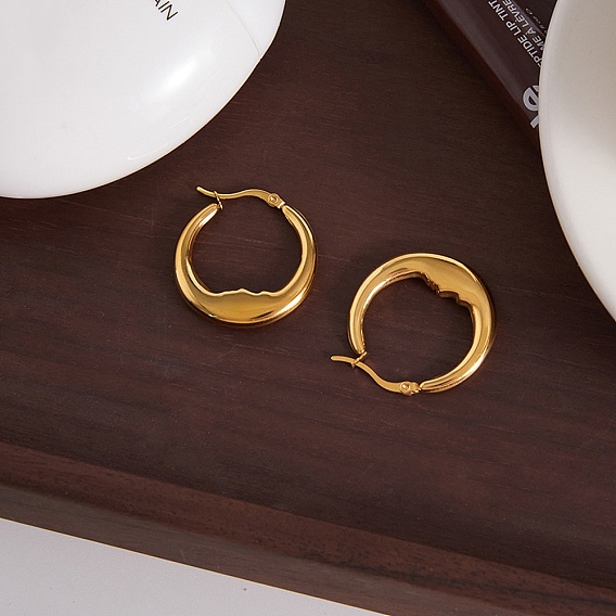 Луна 304 серьги-кольца из нержавеющей стали для женщин