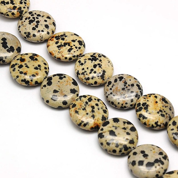 Natural Flat Round Dalmatian Jasper Beads Strands
