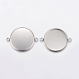 Ion Plating(IP) 304 Stainless Steel Cabochon Connector Settings, Plain Edge Bezel Cups, Flat Round