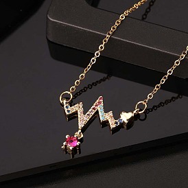 Chic Diamond Heartbeat Pendant Necklace for Fashionable and Trendy Look