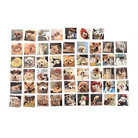 52 piezas 52 estilos juegos de pegatinas de dibujos animados de animales de plástico de pvc, calcomanías adhesivas para scrapbooking diy, decoración del álbum de fotos, patrón de perro/animal