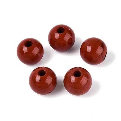 Натуральный красный бисер яшма, круглые