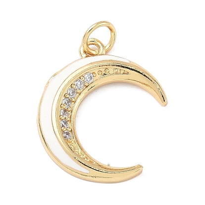 Латунные микро проложить кубического циркония подвески, без кадмия и без свинца, с эмалью, прелести полумесяца, с целью перехода в кольце