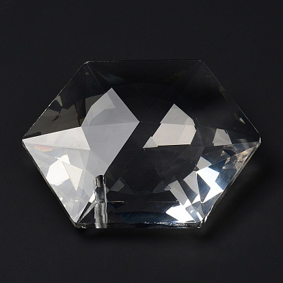 Transparent Glass Big Pendants, Faceted, Hexagon Charms, for Chandelier Crystal Hanging Pendants