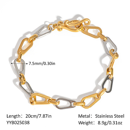 Браслеты-цепочки из нержавеющей стали с каплевидными звеньями для унисекс, золотые и нержавеющая сталь цвет