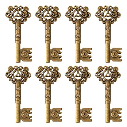 Tibetan Style Alloy Big Pendants, Skeleton Key, Cadmium Free & Lead Free,