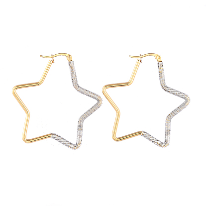 201 boucles d'oreilles en acier inoxydable, boucles d'oreilles hypoallergéniques, avec du fil de cuivre, étoiles
