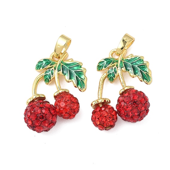 Латунь эмаль подвески, без кадмия и без свинца, со стразами из полимерной глины, вишневое очарование