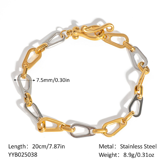 Браслеты-цепочки из нержавеющей стали с каплевидными звеньями для унисекс, золотые и нержавеющая сталь цвет