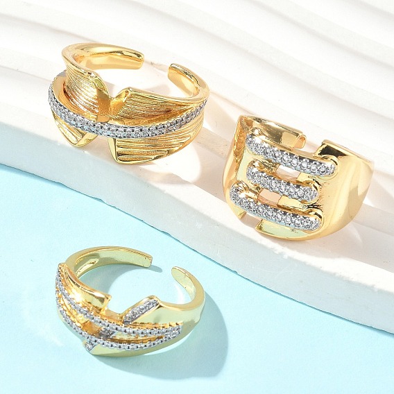 Латунные микро проложить манжеты кольца кубического циркония, двухцветное кольцо в форме сердца