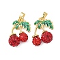 Латунь эмаль подвески, без кадмия и без свинца, со стразами из полимерной глины, вишневое очарование
