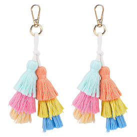 2 pièces de pendentifs en macramé faits main avec du fil de nylon, fermoirs en alliage breloques pour ornements de sac ou de porte-clés