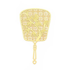 Латунные большие кулоны, вентилятор, гравированные металлические украшения, долговечный, без никеля 