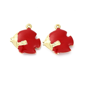 Латунь эмаль подвески, рыбы прелести, стойки покрытие, долговечный, без кадмия и без свинца, реальный 18 k позолоченный