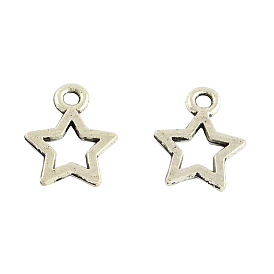 Hollow Tibetan Style Alloy Star Charms, Cadmium Free & Lead Free, 12x9.5x1mm, Hole: 2mm