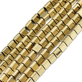 Electroplate Non-magnetic Synthetic Hematite Beads Strands, Real 18K Gold Plated, Triangle