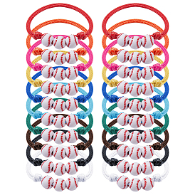 20шт. 10 цветов регулируемые браслеты из полиэстерного шнура с ползунком, Браслеты из акриловых бусин для мужчин и женщин, бейсбол