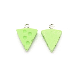 Opaque Resin Pendants, Play Food, Imitation Food, with Platinum Tone Iron Loop, Cheese