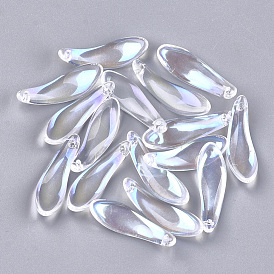 Transparent Glass Pendants, AB Color Plated, Leaf