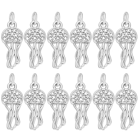 12 кулоны из латуни с микрочастицами и кубическим цирконием., без кадмия и без свинца, медузы прелести, с целью перехода в кольце