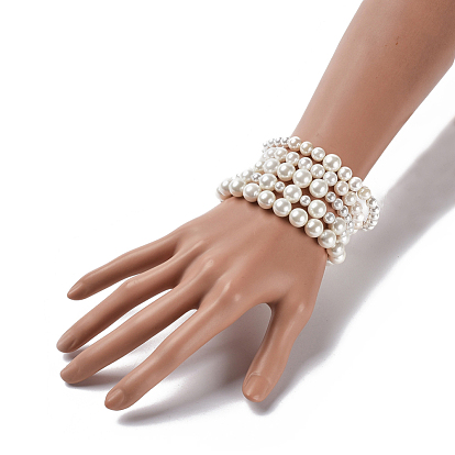 Shell Pearl Stretch Bracelets Sets, Stackable Bracelets, with Burlap Drawstring Bags