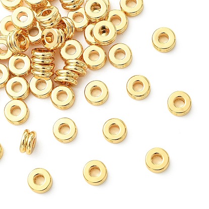 SHEGRACE Flat Round Brass Beads, Column, Cadmium Free & Nickel Free & Lead Free