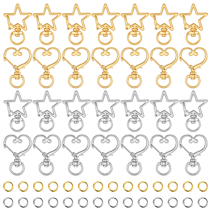 20 комплекты 4 стили, поворотные застежки из сплава, застежки-защелки для шнурков с открытыми кольцами для прыжков