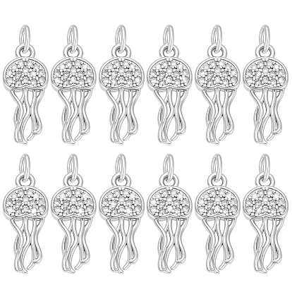 12 кулоны из латуни с микрочастицами и кубическим цирконием., без кадмия и без свинца, медузы прелести, с целью перехода в кольце