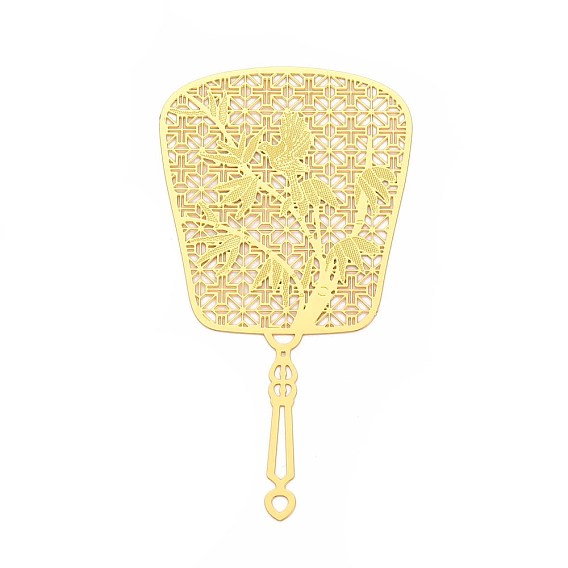 Латунные большие кулоны, вентилятор, гравированные металлические украшения, долговечный, без никеля 