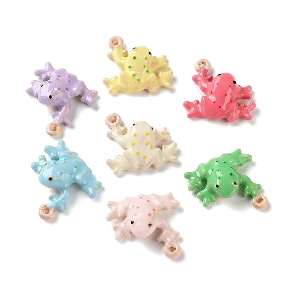 Alloy Enamel Pendants, Frog Charms