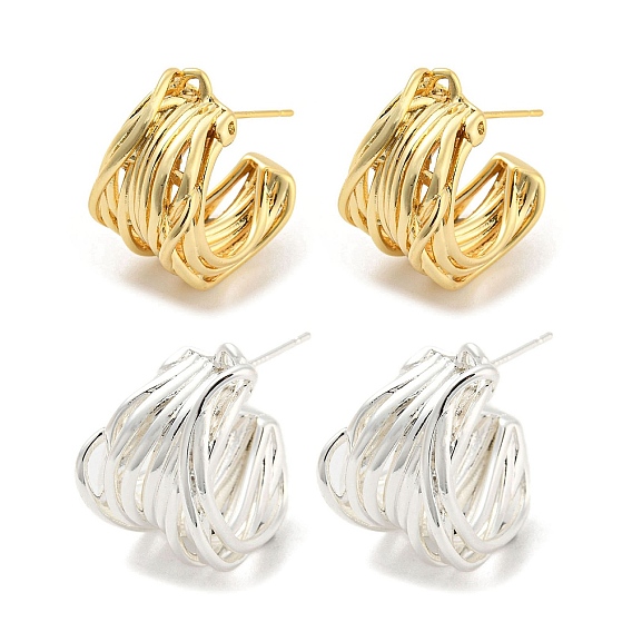 Серьги-гвоздики из латуни с реечным покрытием, сплит серьги, долговечный, без кадмия и без свинца