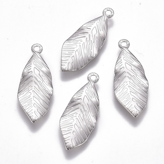 304 Stainless Steel Pendants, Leaf