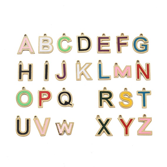 Ионное покрытие (ip) 316 подвески из нержавеющей стали, без никеля , с эмалью, буквенное очарование, реальный 18 k позолоченный