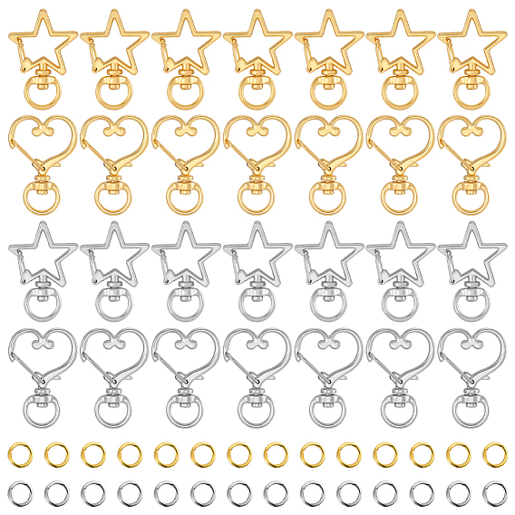 20 комплекты 4 стили, поворотные застежки из сплава, застежки-защелки для шнурков с открытыми кольцами для прыжков