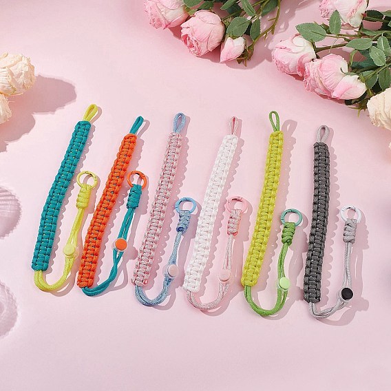 6 шт. 6 цвета полиэстер и спандекс шнуры веревки подвесные украшения, с пластиковыми пружинными запорными тросами и окрашенными распылением кольцами из сплава пружинных затворов