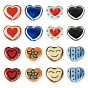 16Pcs 8 Colors Handmade Porcelain Beads, Heart, Famille Rose Porcelain