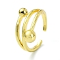 Brass with Cubic Zirconia Open Cuff Ring, Round Ball