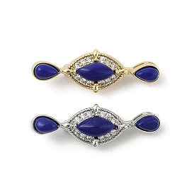 Застежки из латунного микрофибриллированного кубического циркония и оптимизированного лазурита, без кадмия, без никеля и без свинца, овальные