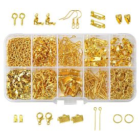 Набор для поиска поделок для изготовления ювелирных изделий, включая залог с железными колышками, обжим ленты и концы шнура, Крючки для серьги, шарик советы, застежка, фурнитура для броши