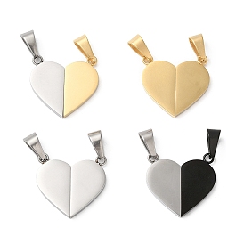 304 Stainless Steel Split Pendants, Couple Pendants, Heart Charm