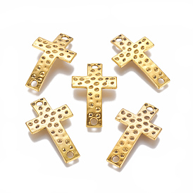 Alloy Hammered Cross Links/Connectors, Cadmium Free & Nickel Free & Lead Free, 36x22x4mm, Hole: 3mm