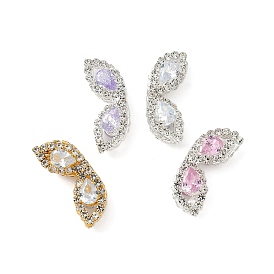 Латунные микро проложить кубического циркония бусы, без кадмия и без свинца, крыло бабочки, со стразами