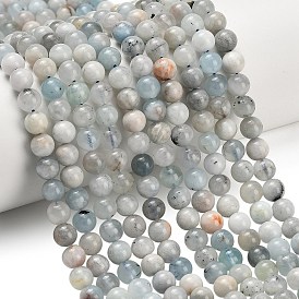 Природные Аквамарин бисер нитей, круглые, сгладить