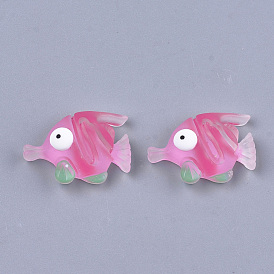 Printed Resin Cabochons, Frosted, Fish