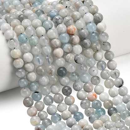 Природные Аквамарин бисер нитей, круглые, сгладить
