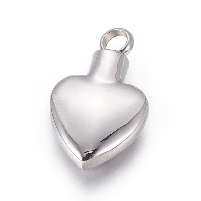 Retro 304 Stainless Steel Pendants, with Rhinestone, Perfume Bottle, Heart